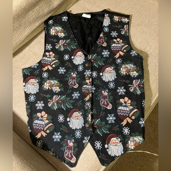Vintage Bobbie brooks Santa Christmas button up vest - Picture 2 of 5